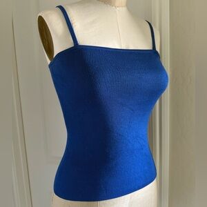 Vintage Express Blue Fitted knit silk Camisole Top